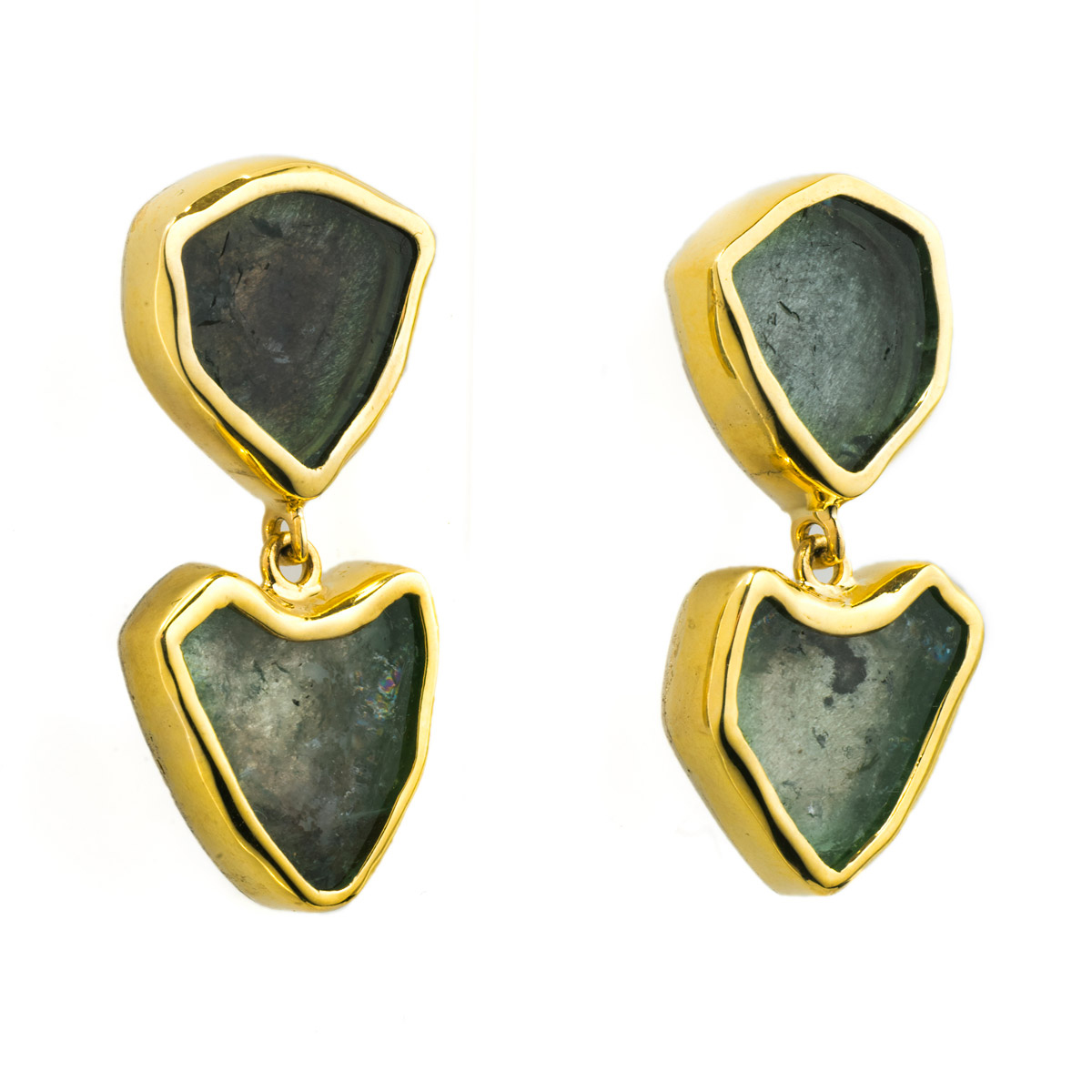 Green Turmaline & Gold earrings