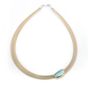Aquamarine, Gold bezel & wire necklace
