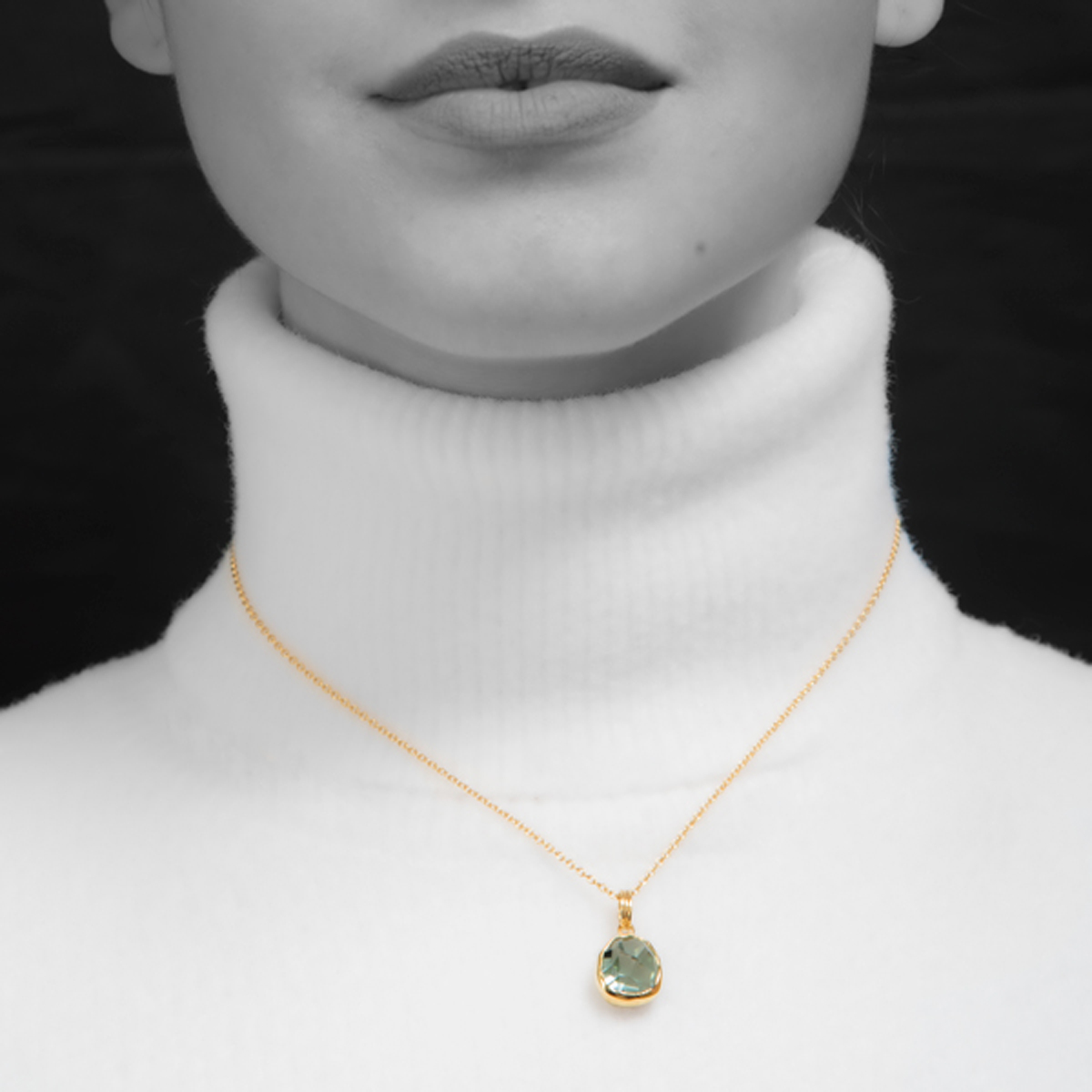 Green Amethyst, Gold & Silver pendant