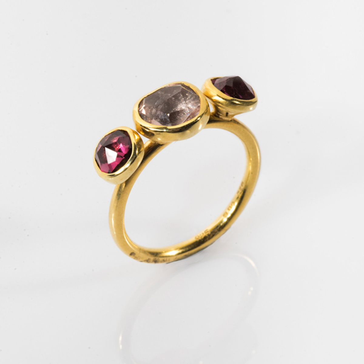 Two Tourmalines, Morganite & Gold ring