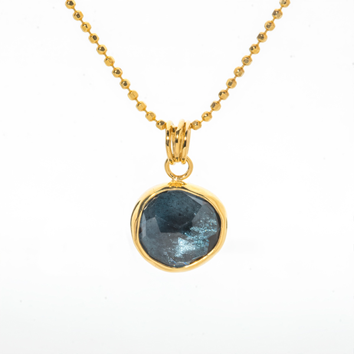Blue Topaz, Gold & Silver pendant